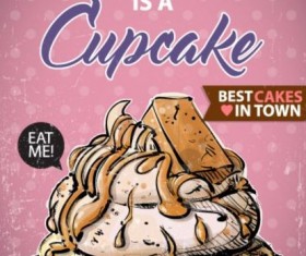 Cupcake vintage poster design vectors 02