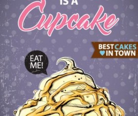 Cupcake vintage poster design vectors 03