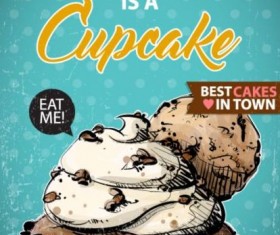 Cupcake vintage poster design vectors 04