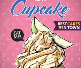 Cupcake vintage poster design vectors 05