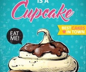 Cupcake vintage poster design vectors 06