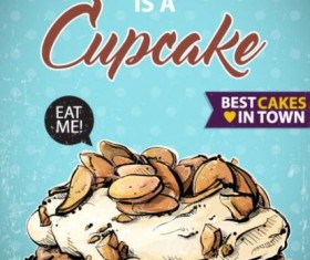 Cupcake vintage poster design vectors 07