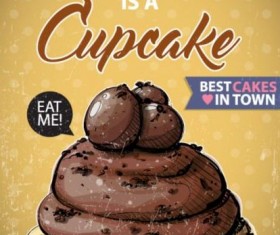 Cupcake vintage poster design vectors 08