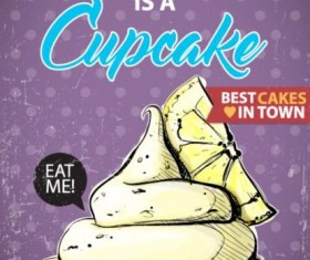 Cupcake vintage poster design vectors 09