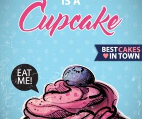 Cupcake vintage poster design vectors 10