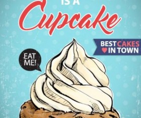 Cupcake vintage poster design vectors 11
