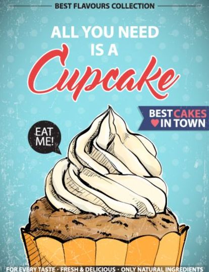 Cupcake vintage poster design vectors 11