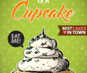 Cupcake vintage poster design vectors 12