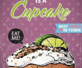 Cupcake vintage poster design vectors 13