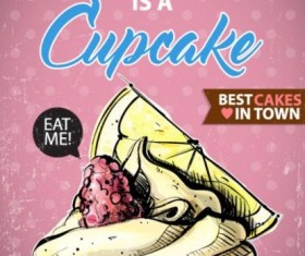 Cupcake vintage poster design vectors 14