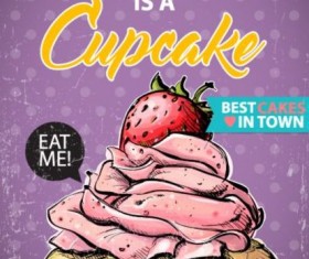 Cupcake vintage poster design vectors 15