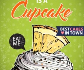 Cupcake vintage poster design vectors 16