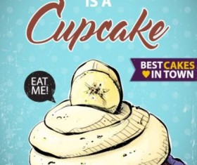 Cupcake vintage poster design vectors 17