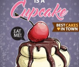 Cupcake vintage poster design vectors 18