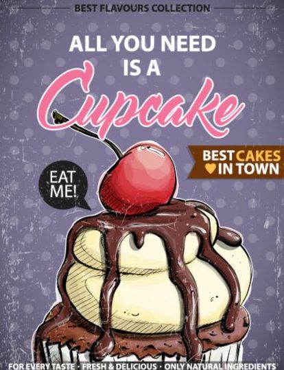 Cupcake vintage poster design vectors 18