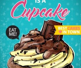 Cupcake vintage poster design vectors 19