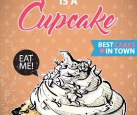 Cupcake vintage poster design vectors 20