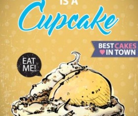 Cupcake vintage poster design vectors 21