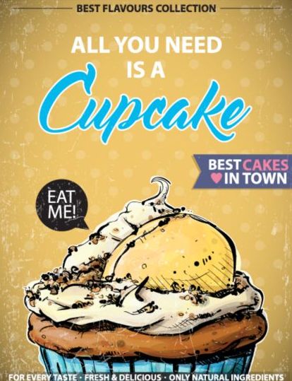 Cupcake vintage poster design vectors 21
