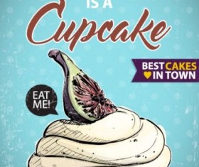 Cupcake vintage poster design vectors 22