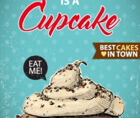 Cupcake vintage poster design vectors 23