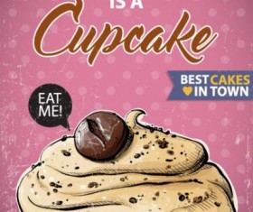 Cupcake vintage poster design vectors 24