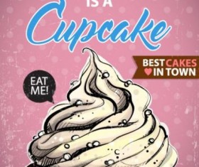 Cupcake vintage poster design vectors 25