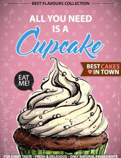Cupcake vintage poster design vectors 25