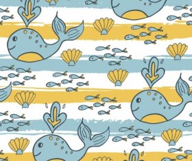 Cute fish seamless pattern vector 02