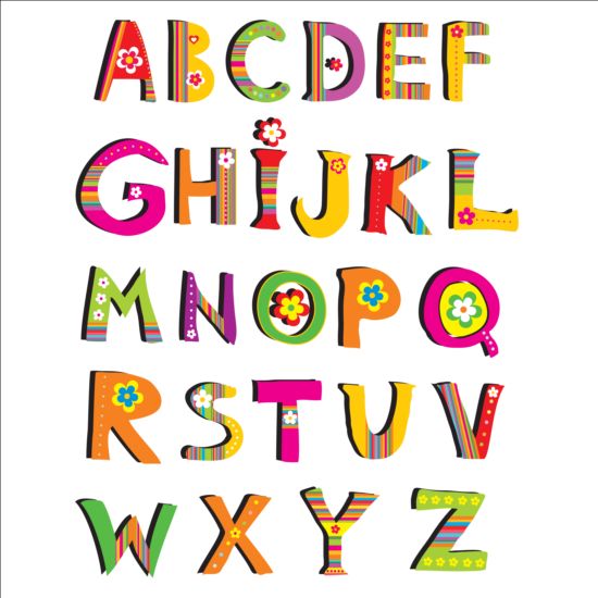Cute flower alphabet vector 01