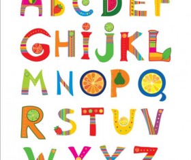 Cute fruits alphabet vector 01