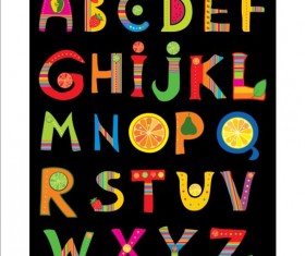 Cute fruits alphabet vector 02
