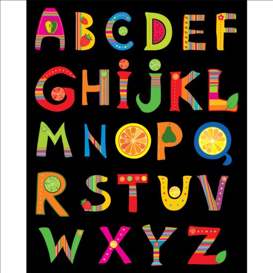 Cute fruits alphabet vector 02