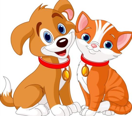 Cute kitten and puppy vector material 03
