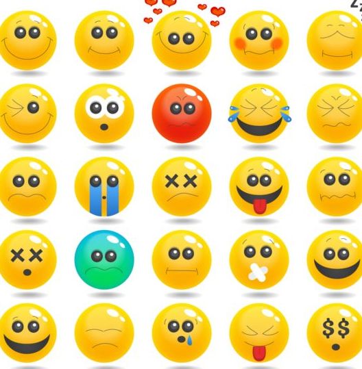 Cute smile expression icons set