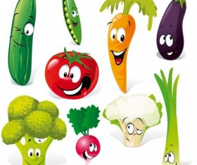 Cute vegetables smile icons vector