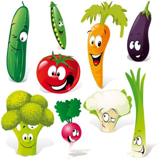 Cute vegetables smile icons vector