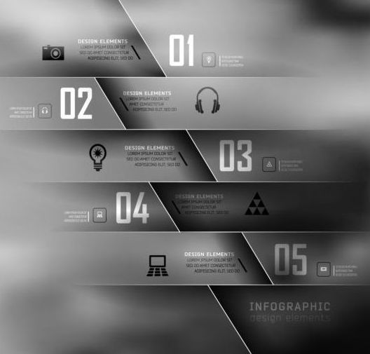 Dark Styles Options Infographics Vector 02
