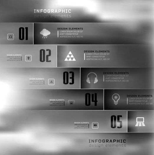 Dark Styles Options Infographics Vector 03