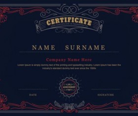 Dark blue certificate template vector material