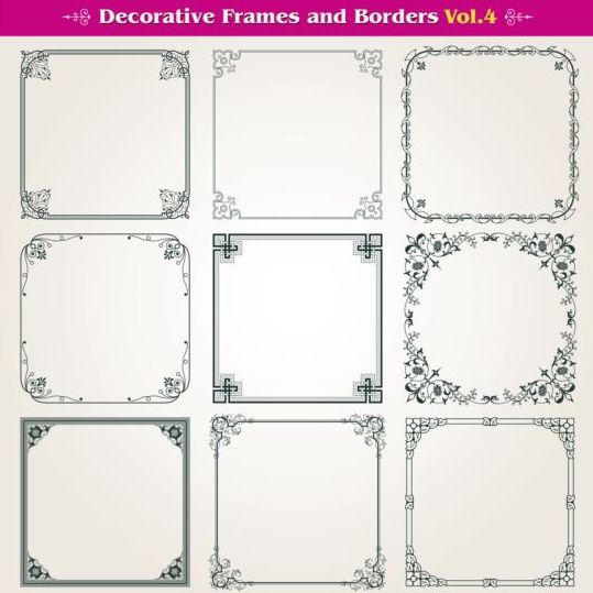 Decorative frame with borders set vector 01
