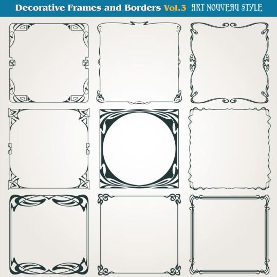 Decorative frame with borders set vector 03