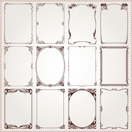 Decorative frame with borders set vector 04