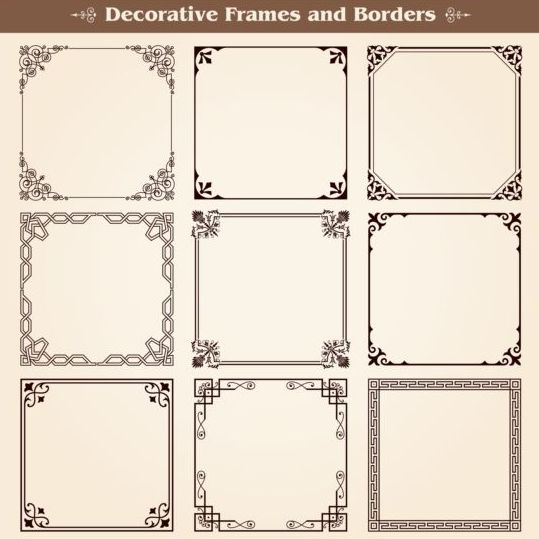 Decorative frame with borders set vector 05