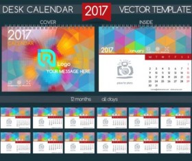 Desk calendar 2017 vectors template 01