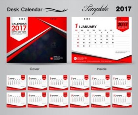 Desk calendar 2017 vectors template 04