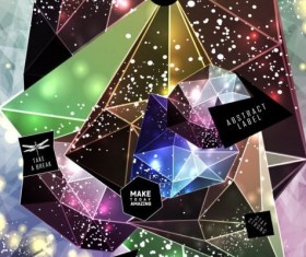 Diamond polygon with abstract background vector 01