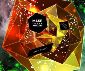 Diamond polygon with abstract background vector 02