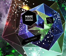 Diamond polygon with abstract background vector 03