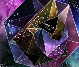 Diamond polygon with abstract background vector 04